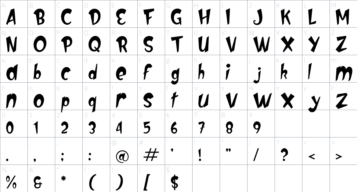 Domyniq Crush font Character Map