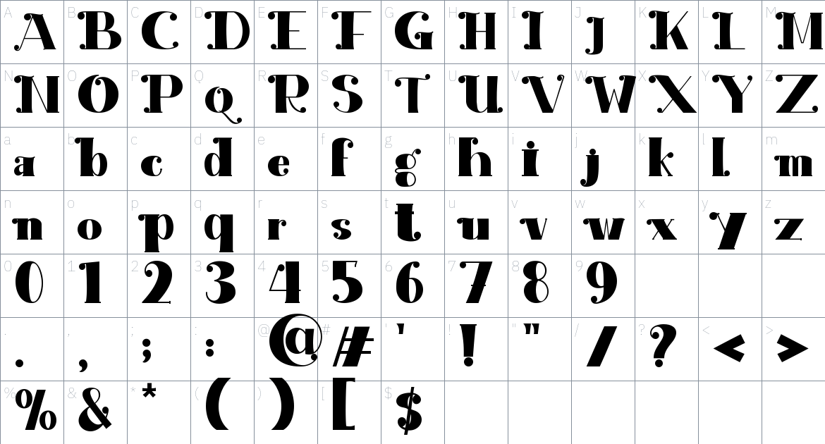 Broggitto font Character Map