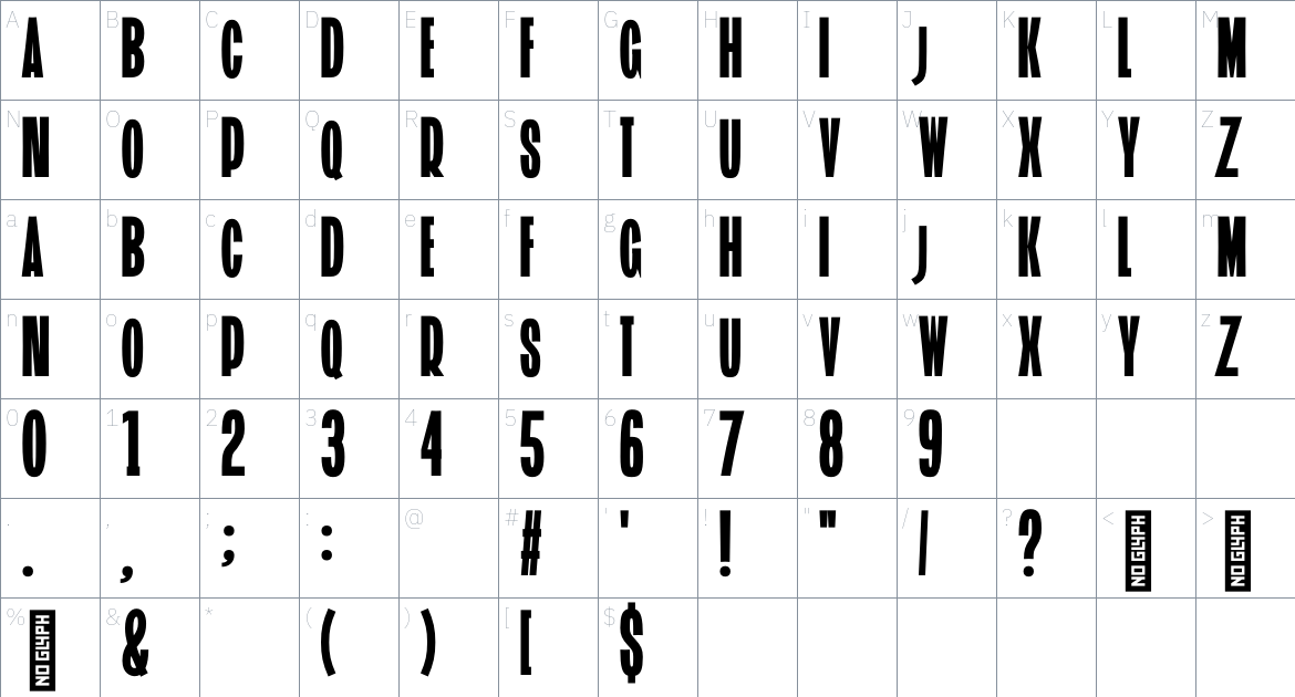 ST Extravagator Sans Sample font Character Map