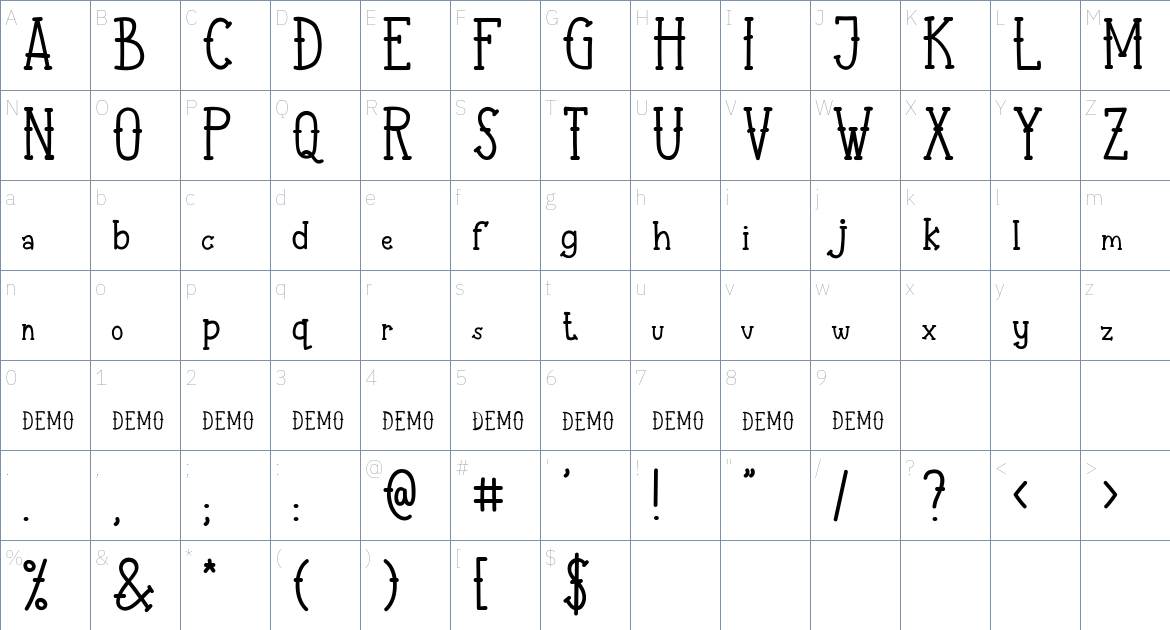 Aye Matey Font font Character Map