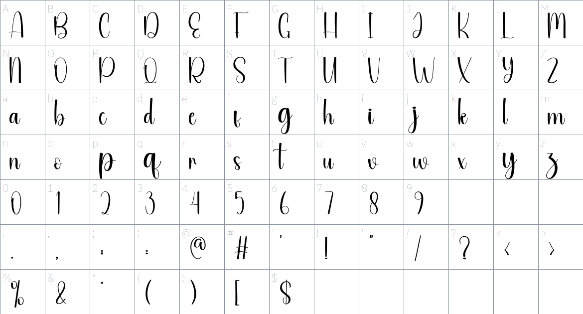 Marathon font Character Map