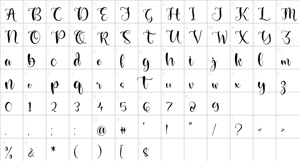 Sundaytime font Character Map