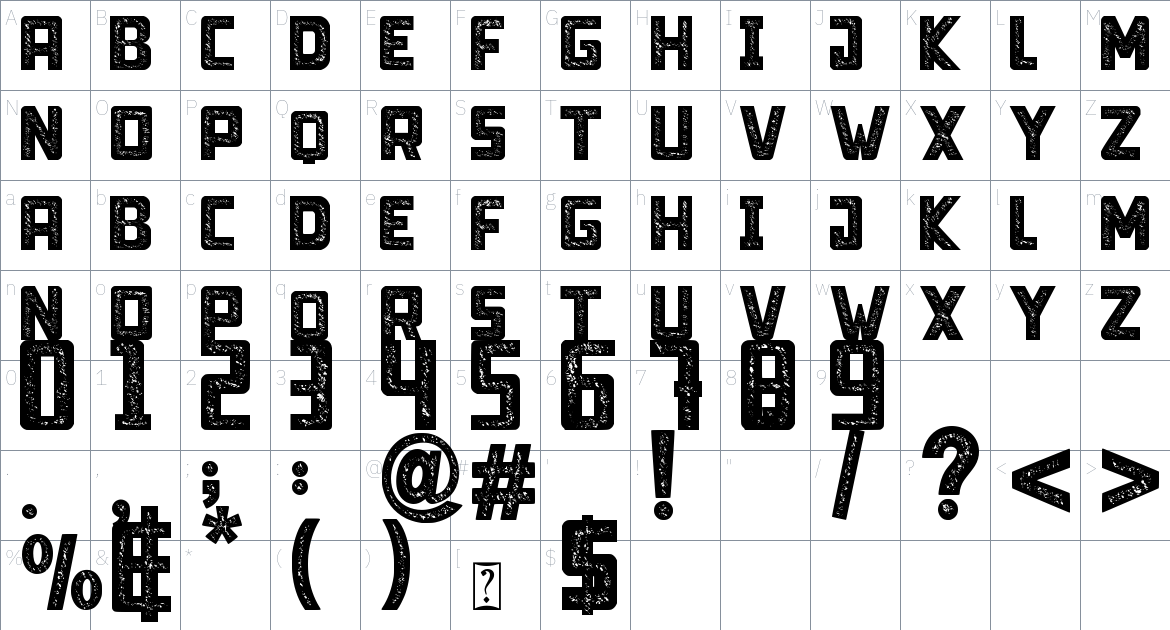 Limit Breaking font Character Map