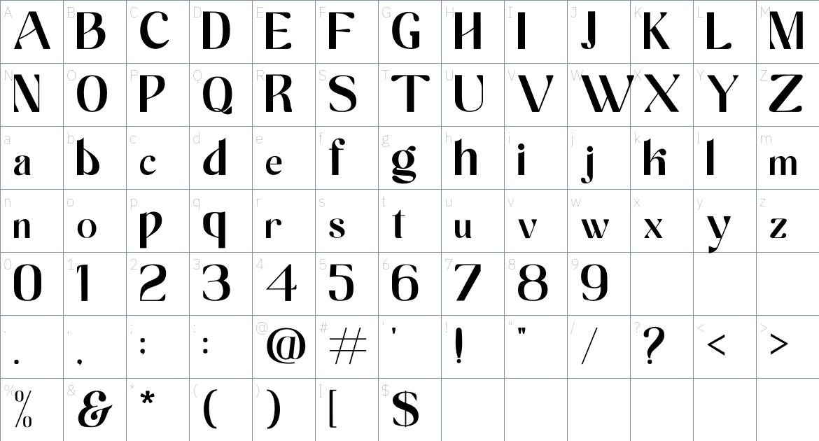 LAGISTHA font Character Map