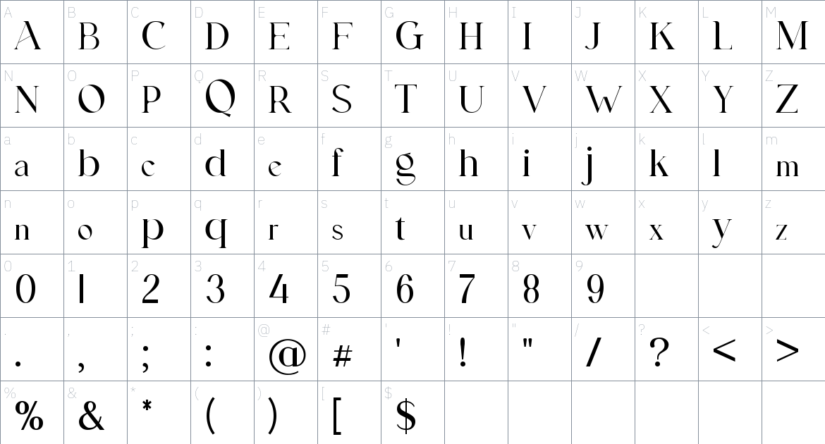 Gashingtone font Character Map