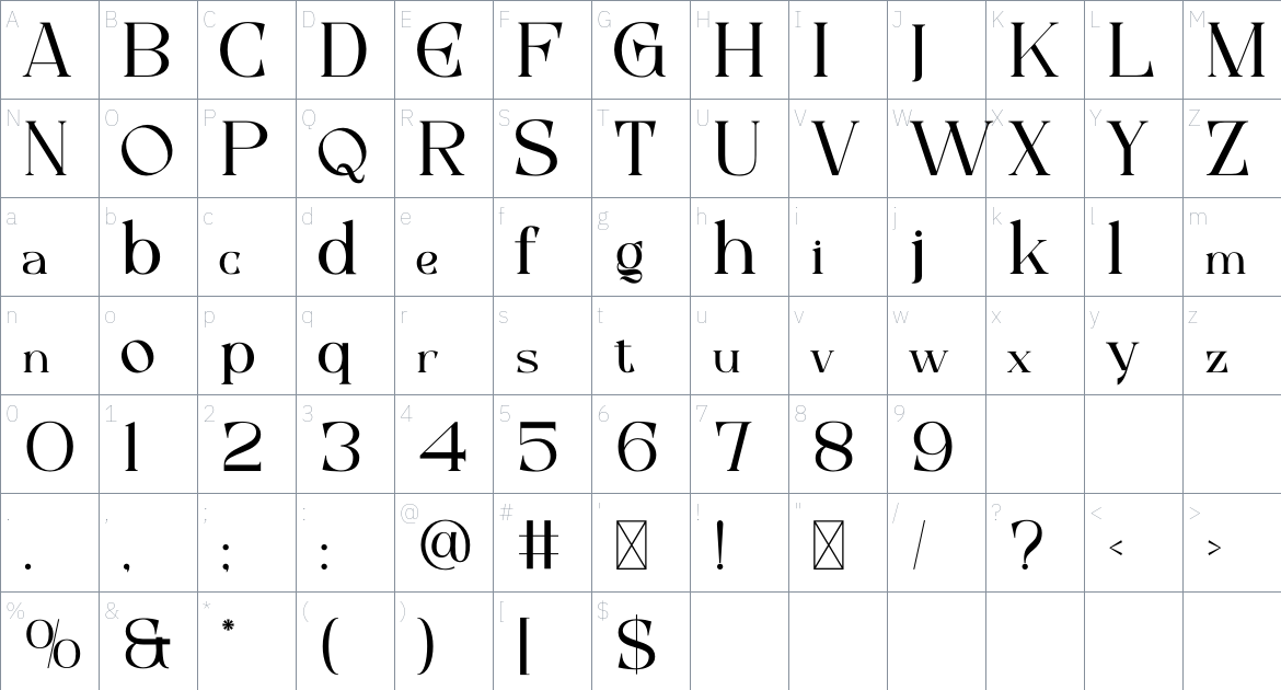 Mayoze Font font Character Map