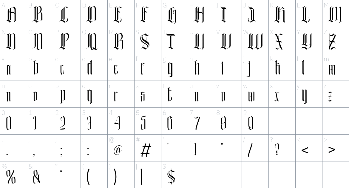 Solipsistic font Character Map