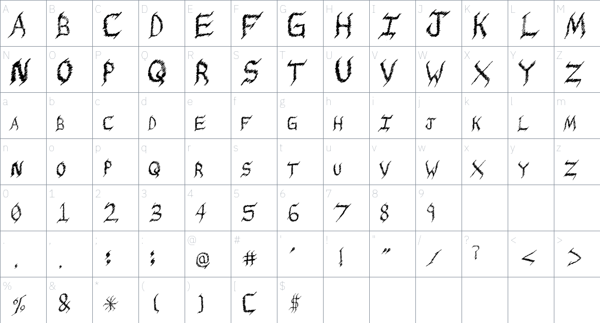 Crooked Font font Character Map