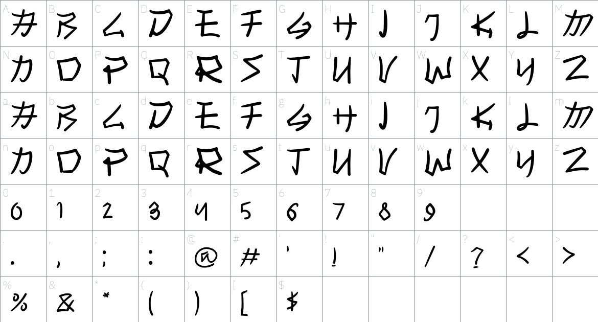 Kashiwa Font font Character Map