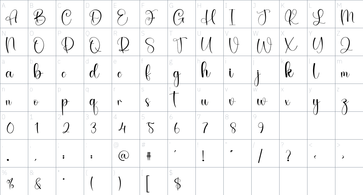 My Father font Character Map