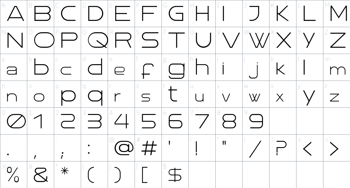 Impasse Font font Character Map