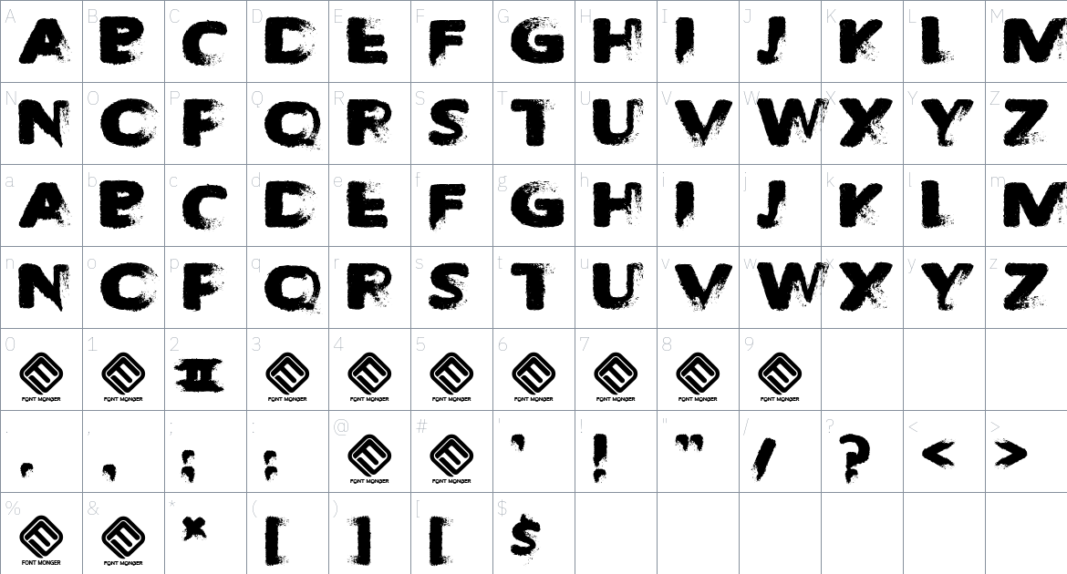 Decompozed 2 font Character Map