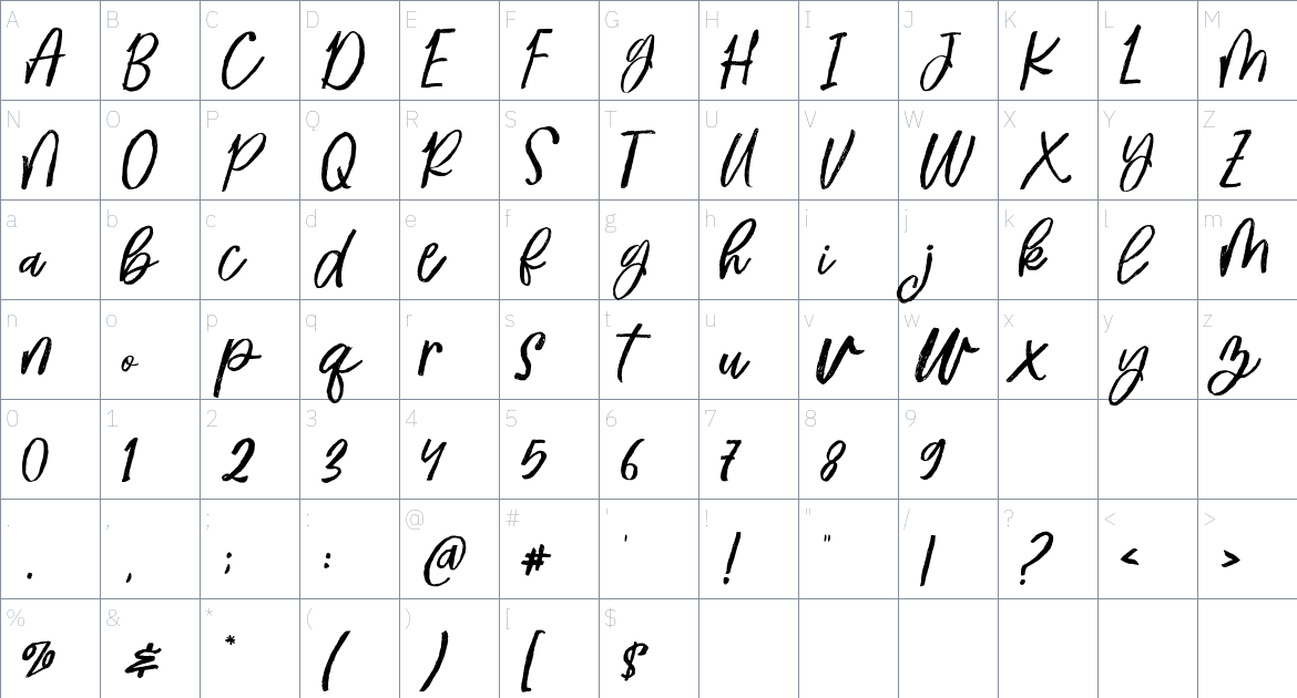 Mehighea Clean font Character Map