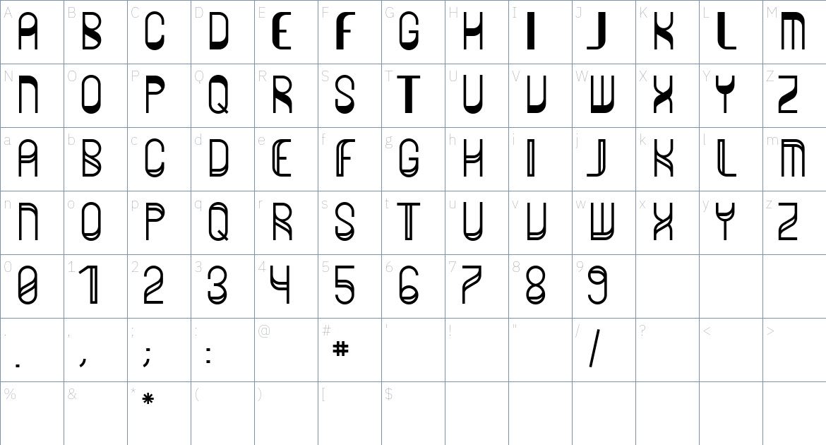 Zero Font font Character Map