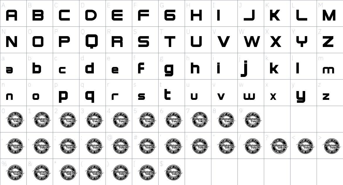 Technophile font Character Map