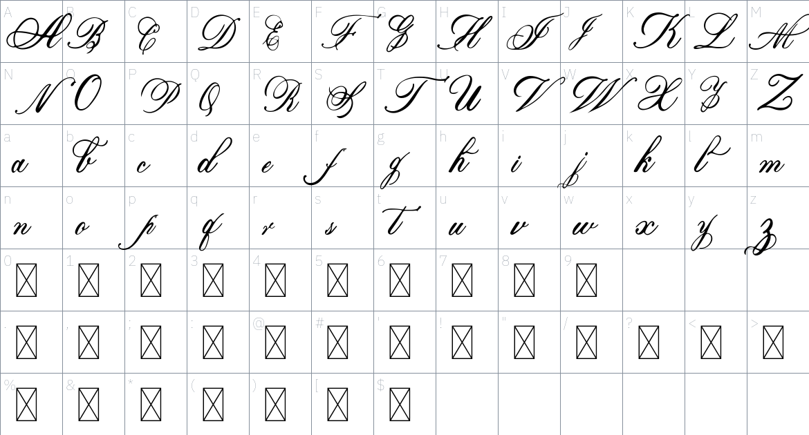 Marcellines Font font Character Map