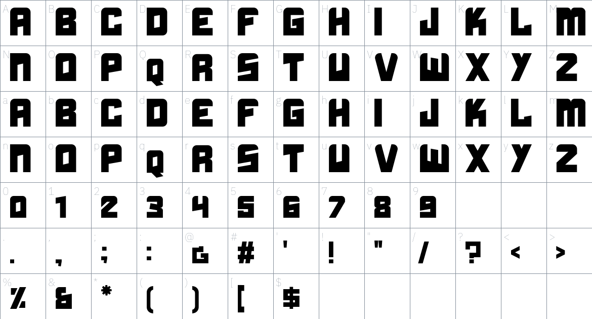 Boldhead Font font Character Map