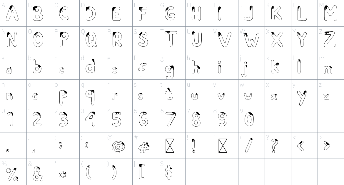 Melt Fuji Font font Character Map