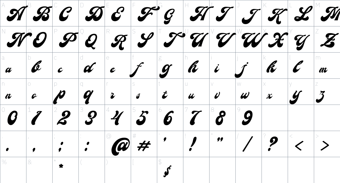 Bouldster Font font Character Map