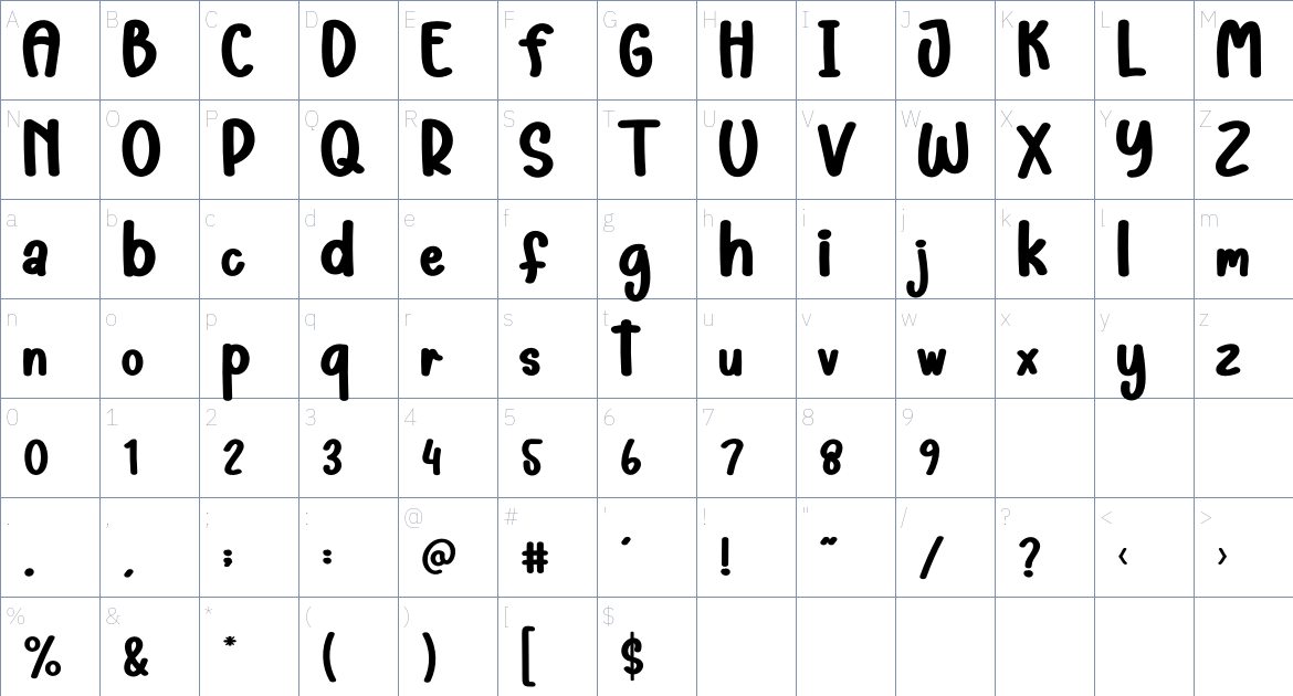 Hello Santa font Character Map