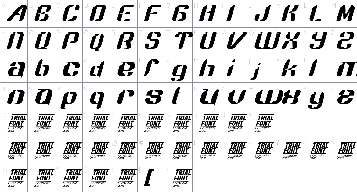 Arcades Rivalries font Character Map