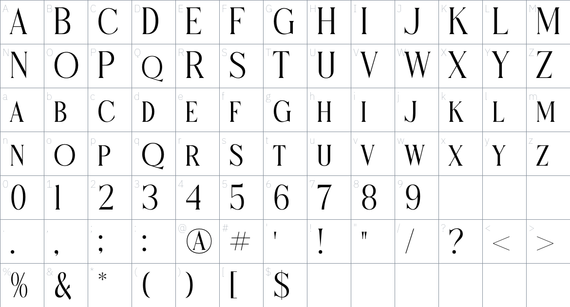 Micksenav font Character Map