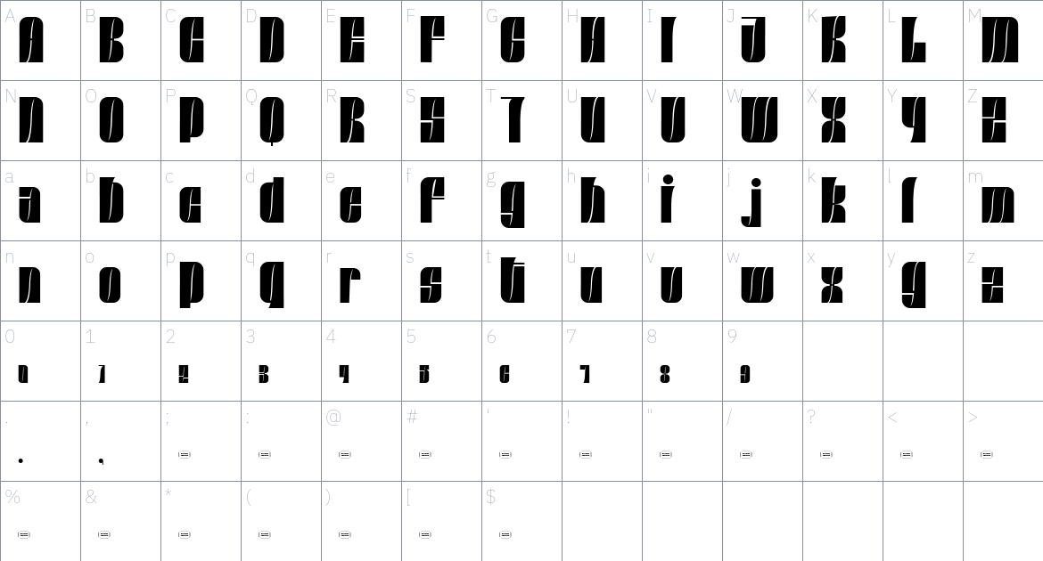 Boldingtown Font font Character Map