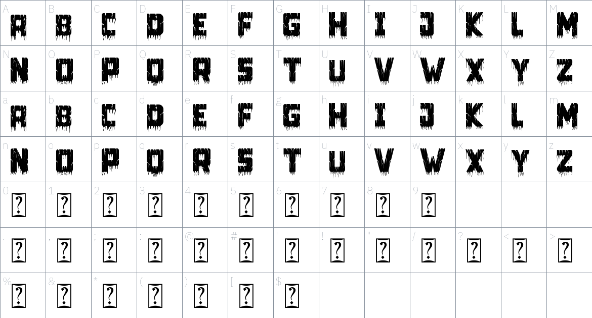 Spooky Grave font Character Map