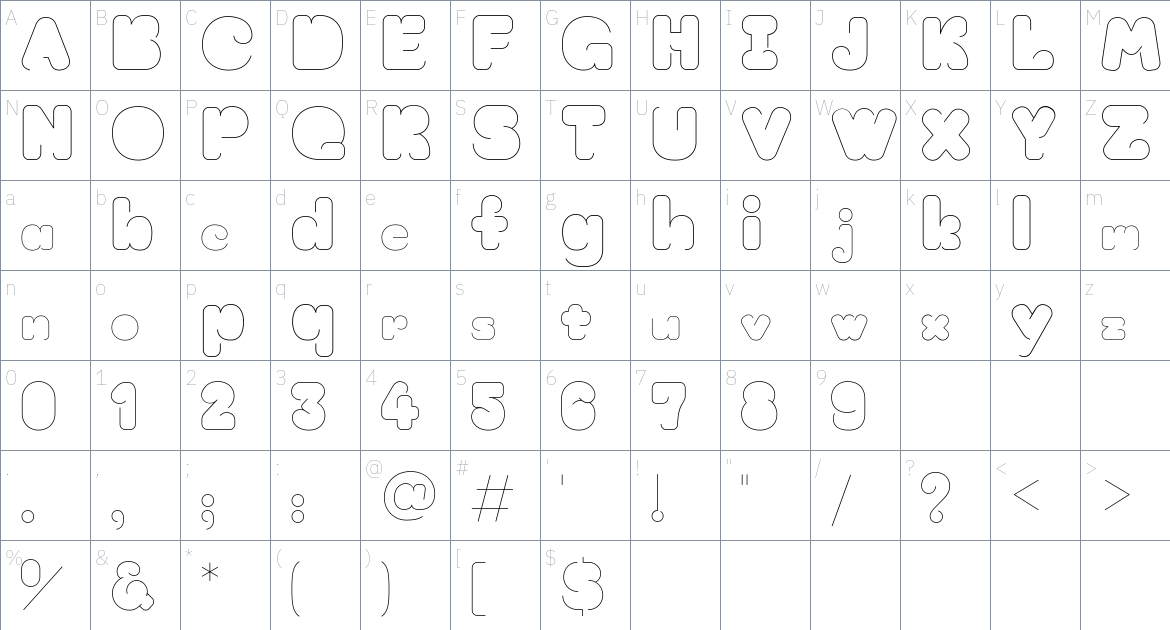 Moirai One font Character Map