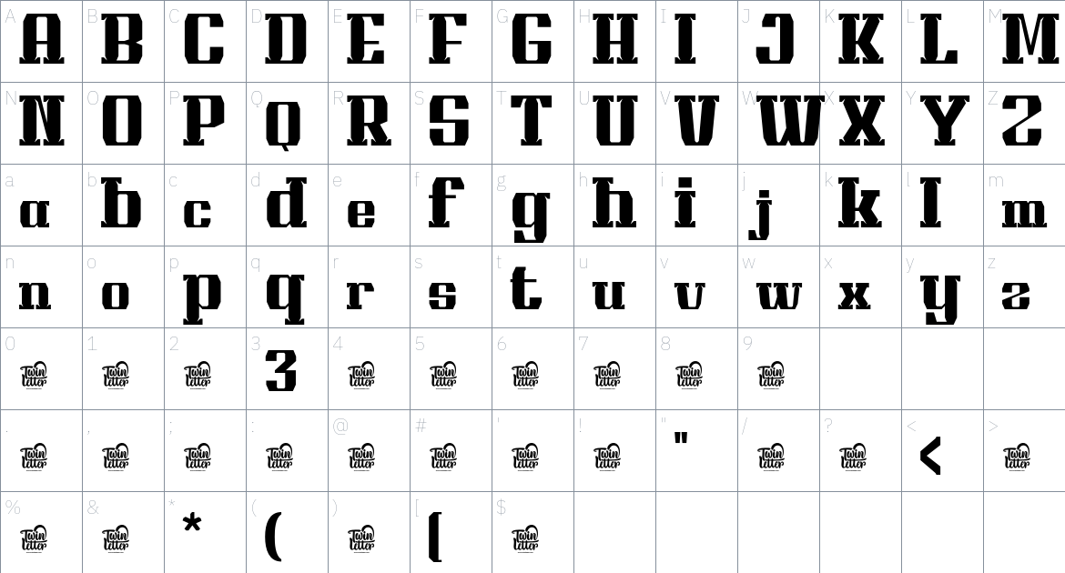 Marithantrial font Character Map