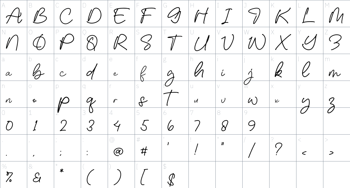 Sunblast font Character Map