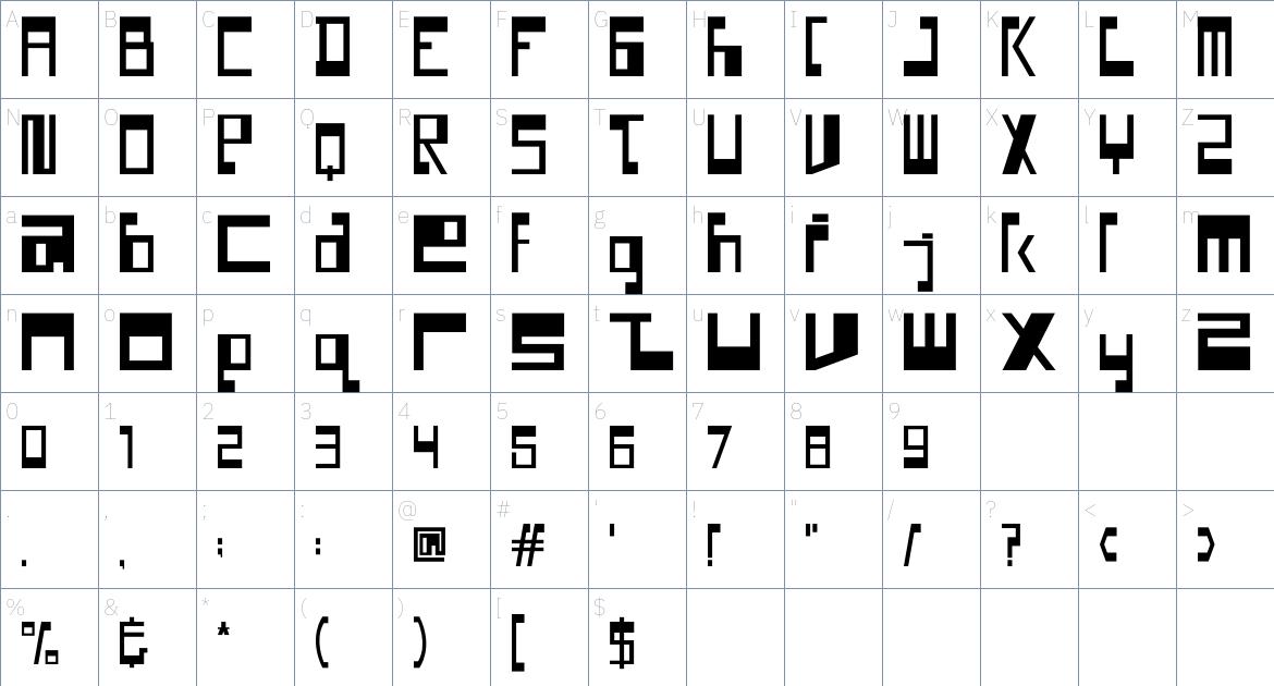 Neloqa font Character Map