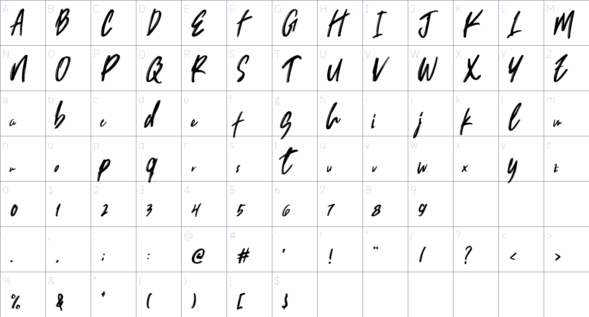 Trackers Font font Character Map