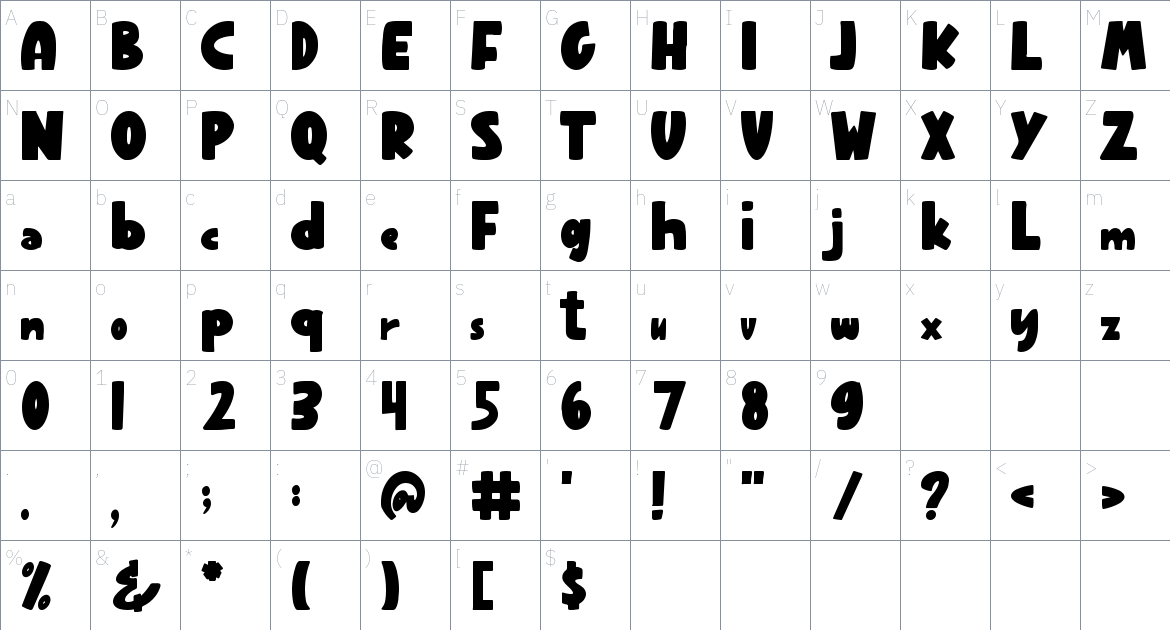 Maizar Sezar font Character Map