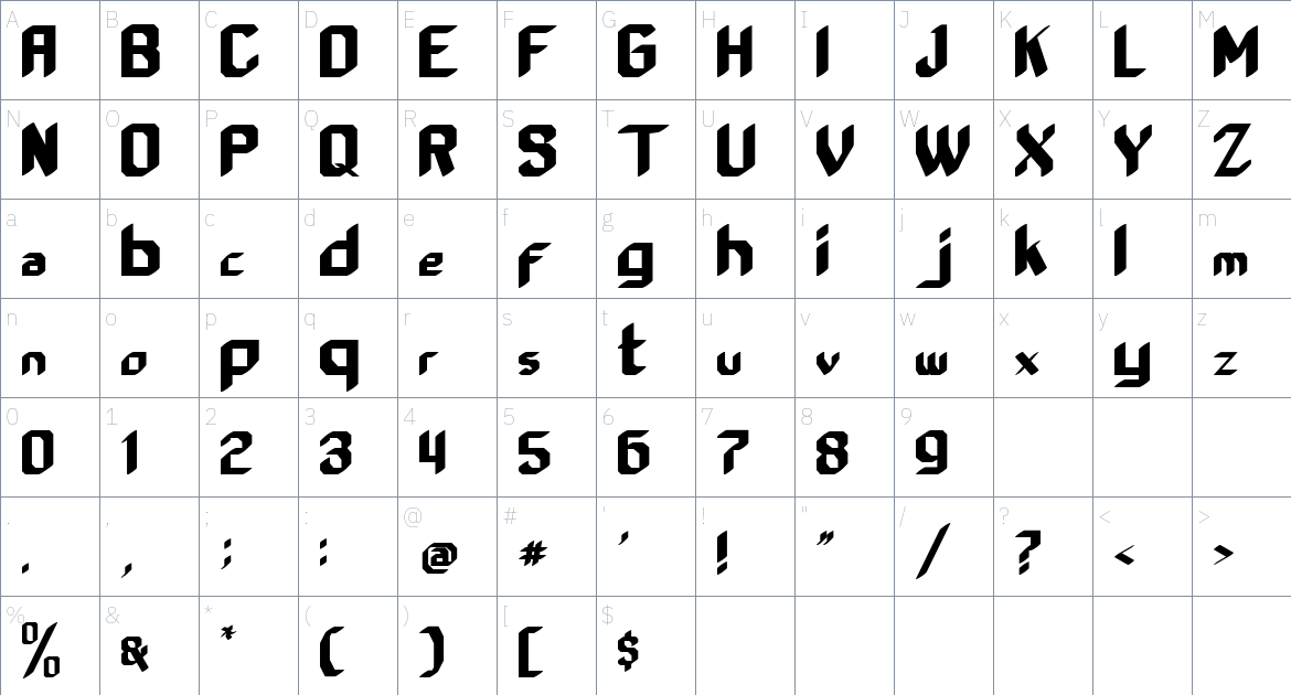 Olvo font Character Map