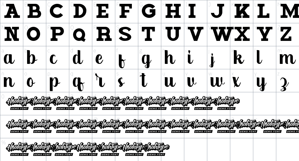 Billionaire Pride font Character Map