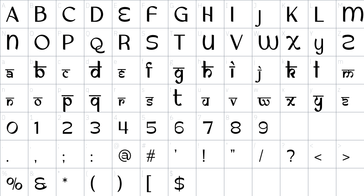 Windhavi font Character Map