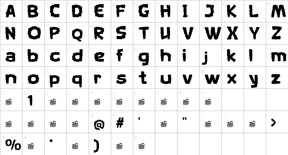 Klathy font Character Map