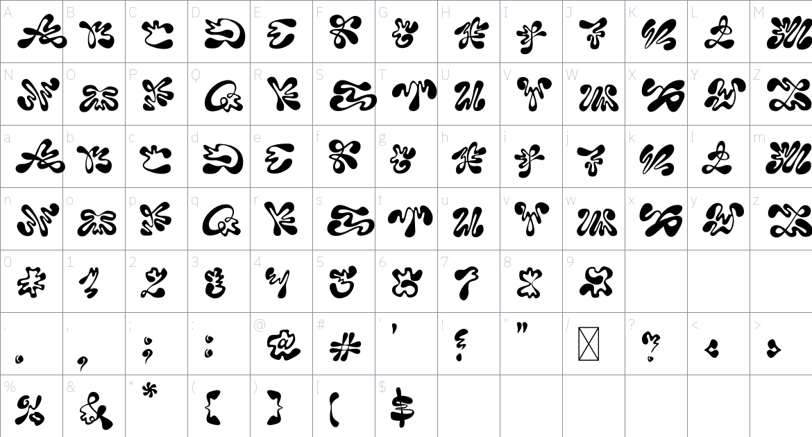 Yunga Font font Character Map