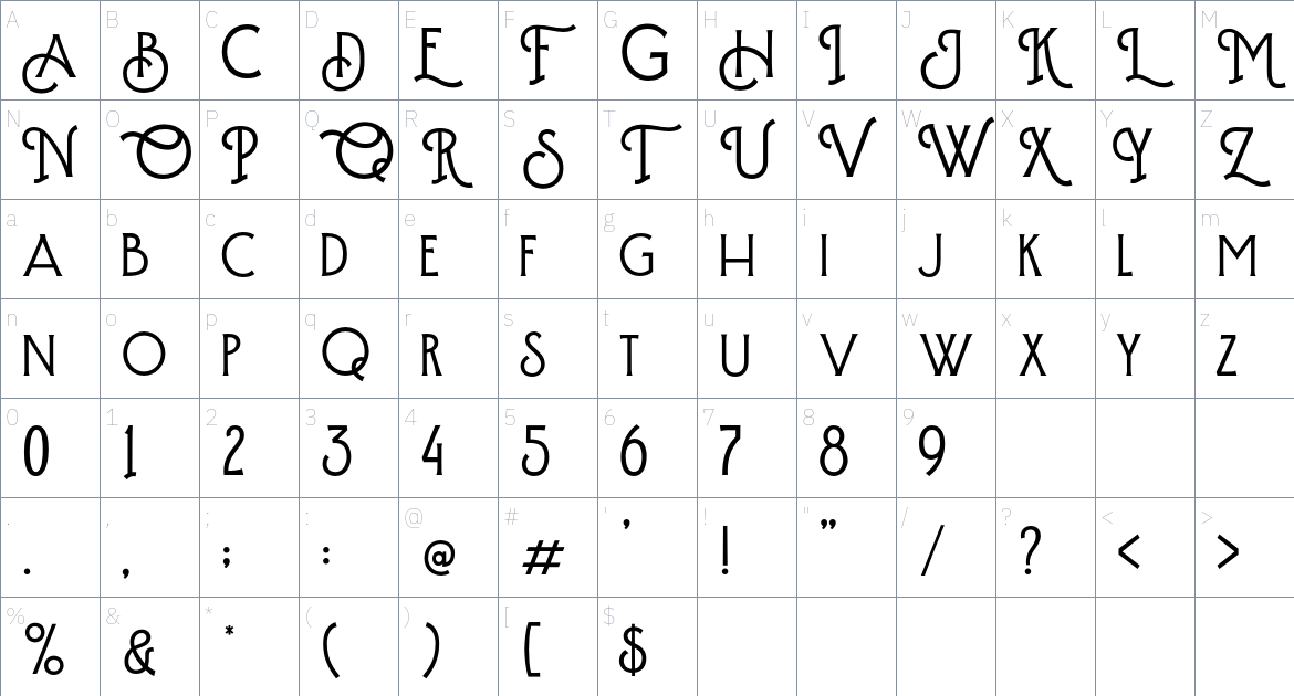 Hintown Font font Character Map