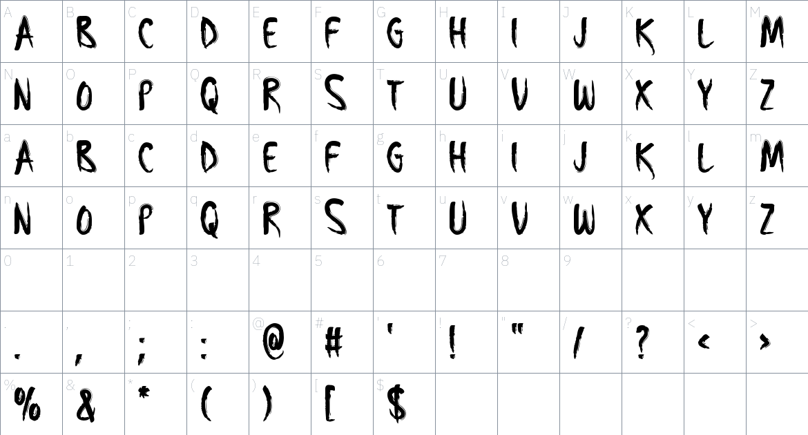 Softly Darkish font Character Map