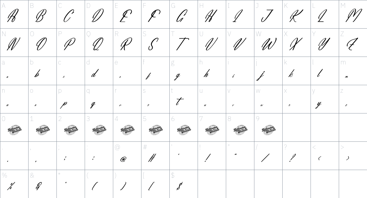 Amathery Bieckmon font Character Map