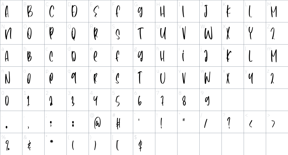 Heroism Theory font Character Map