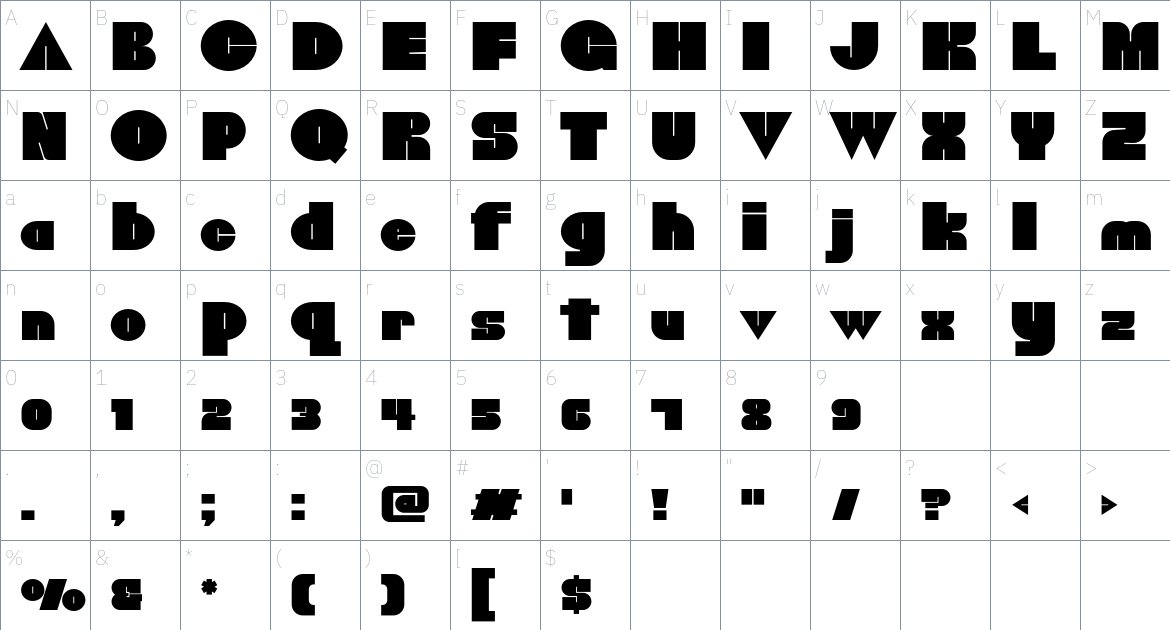 Chunky Charmer font Character Map