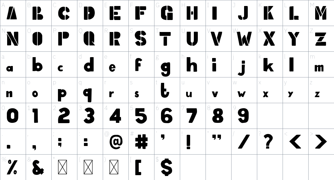 Vlox Spray font Character Map