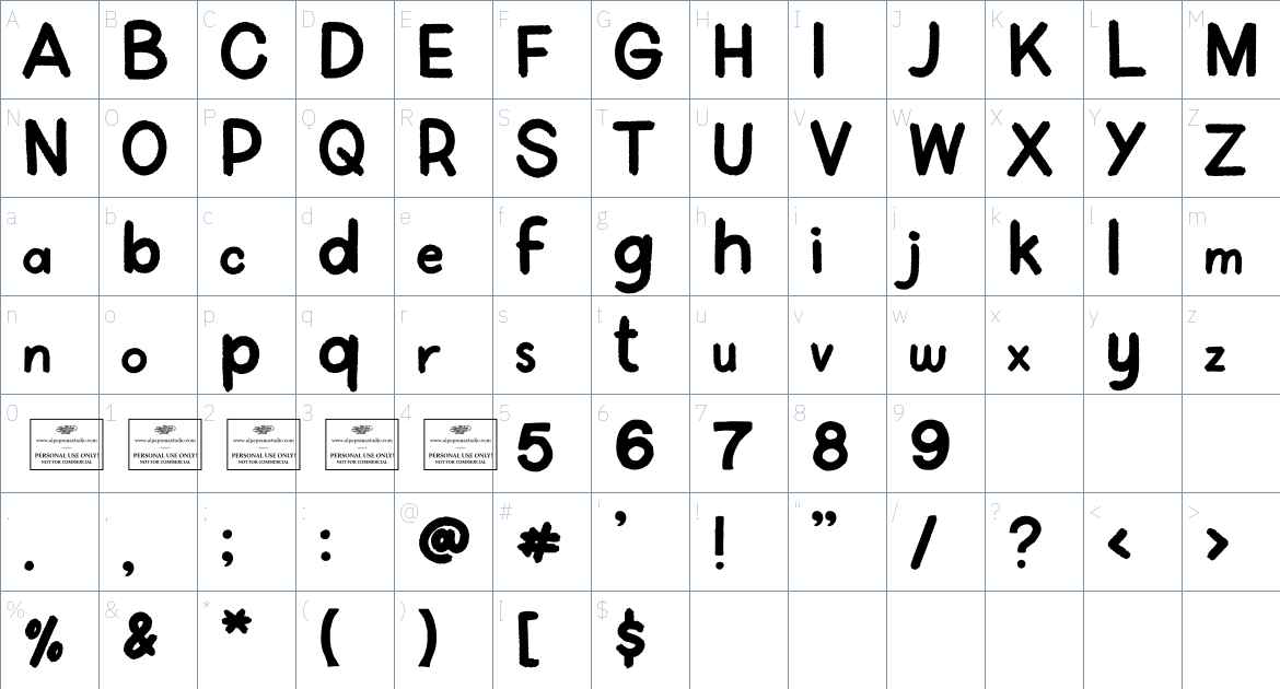 Scout font Character Map