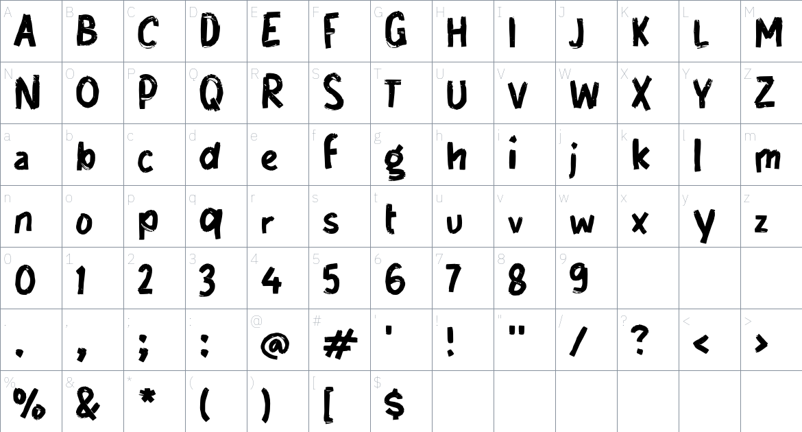 i Impian font Character Map