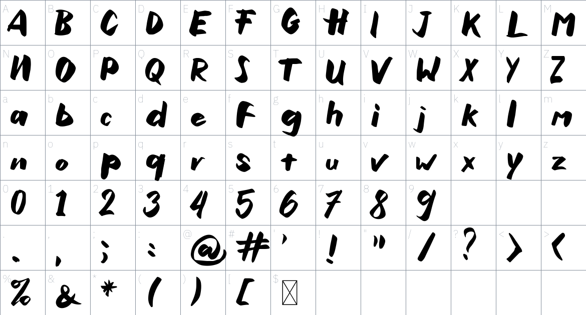 VibeGiver font Character Map