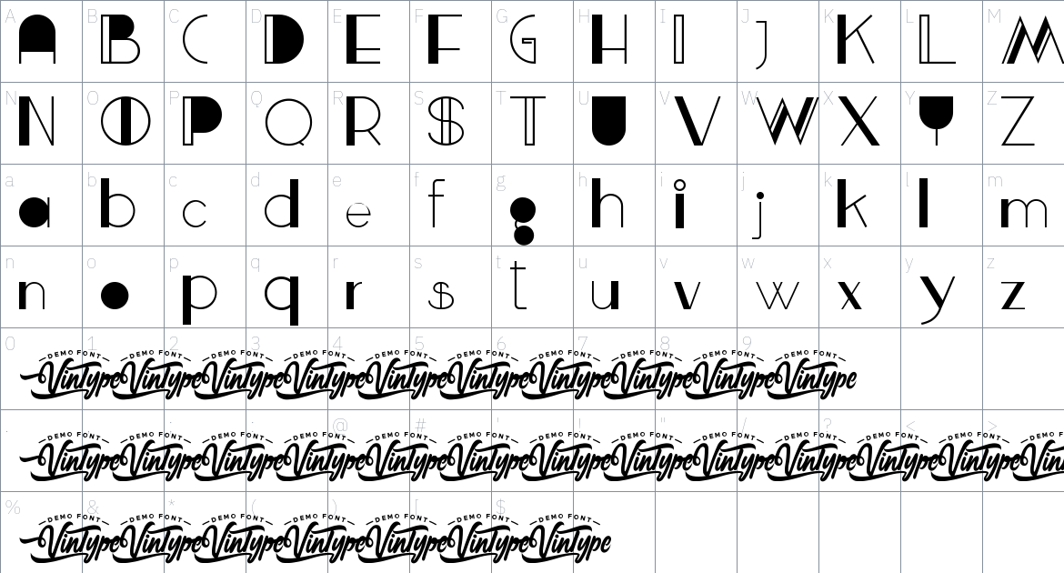 Black Rollaway font Character Map