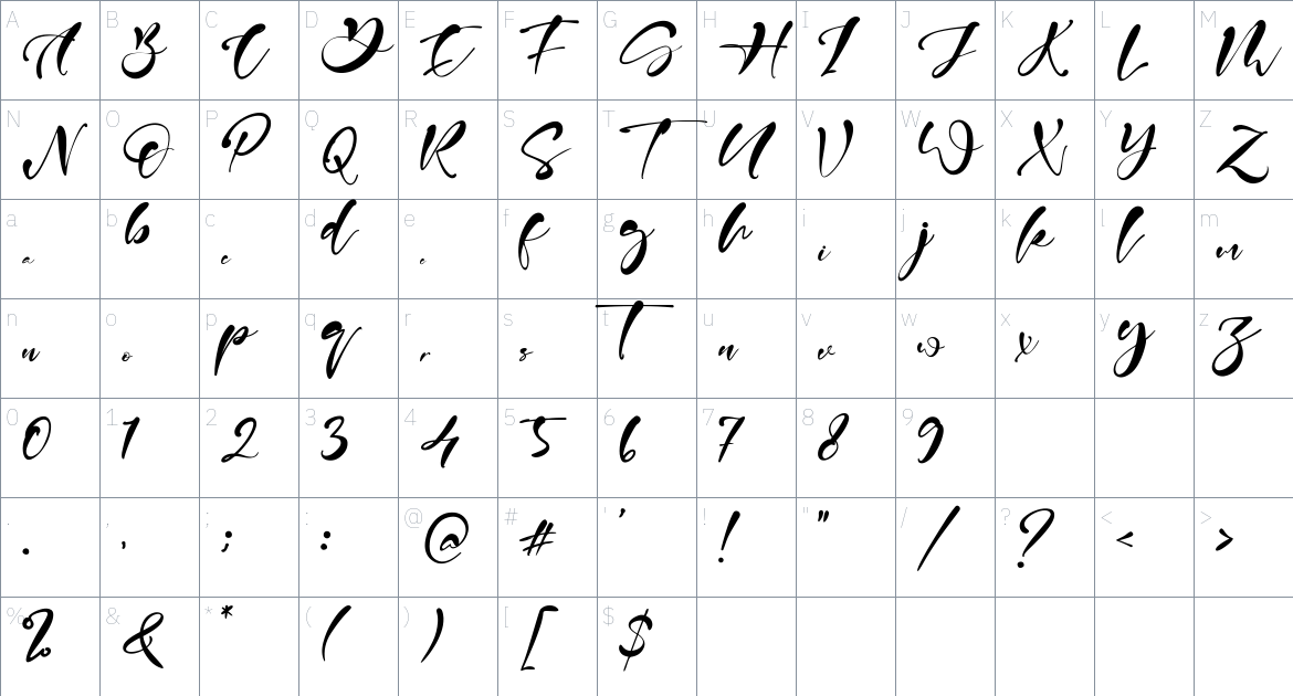 Anasteziya font Character Map